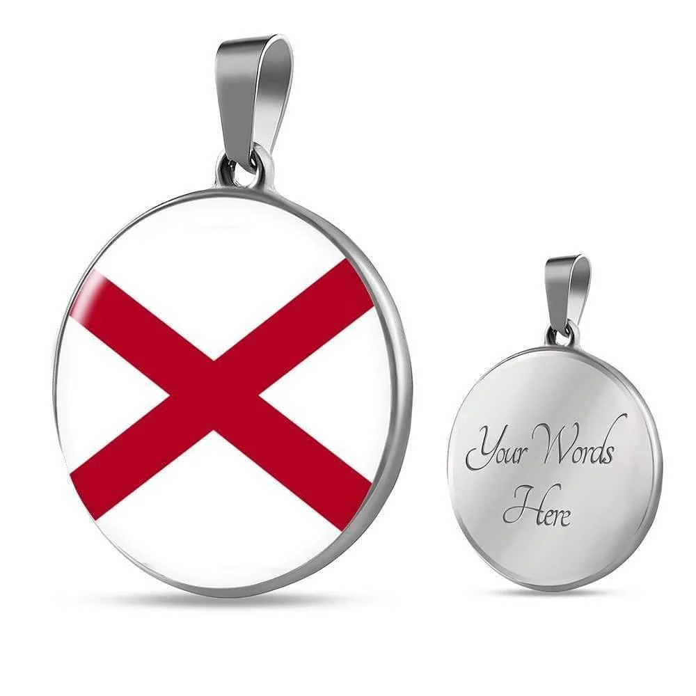 Alabama State Flag Necklace Alabama State Circle Pendant Necklace Stainless Ste